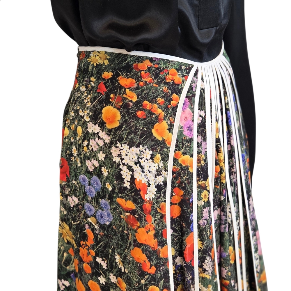 Stella McCartney Black Bold Floral Midi A-Line Stella Skirt, Multicolored, NWT - Picture 8 of 15